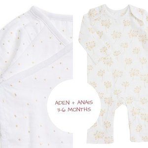 NWT ADEN + ANAIS BODYSUIT COVERALL SET MUSLIN  3-6